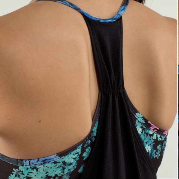 Lululemon No Limits Tank Black/Petal Pop Multi Sz 4 - Picture 5 of 13